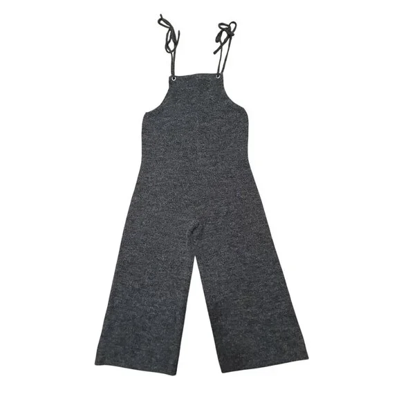 Emory Park Women's Knit Sweater Stretch Wide Leg Jumpsuit Gray Sz S - Picture 2 of 8